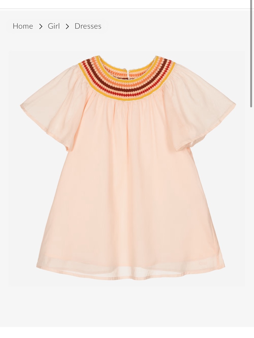 Chloe Pale Pink Dress with Multi-Color Smocked Yoke